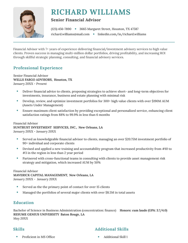 The Milano PDF resume template in green.