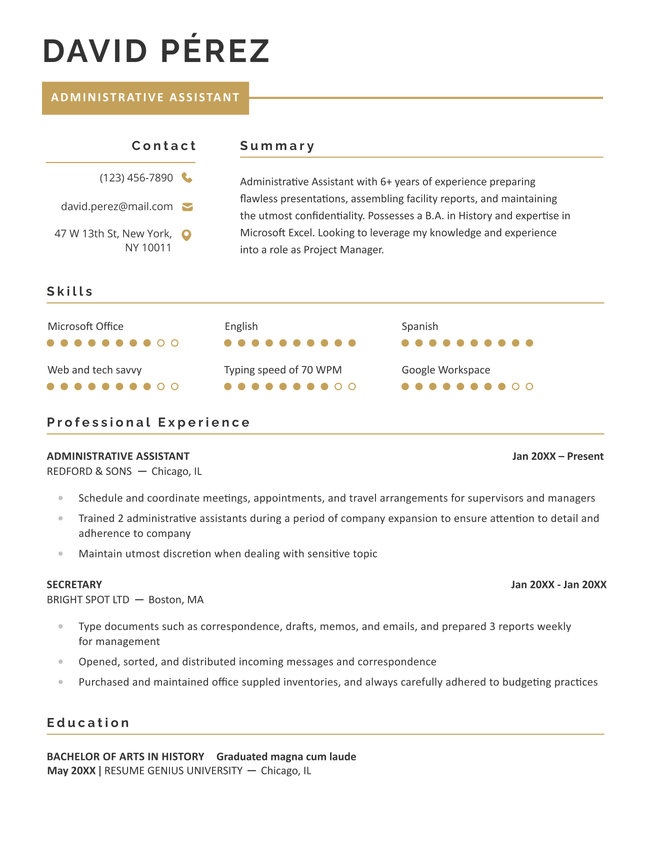The Minimalist PDF resume template in yellow.