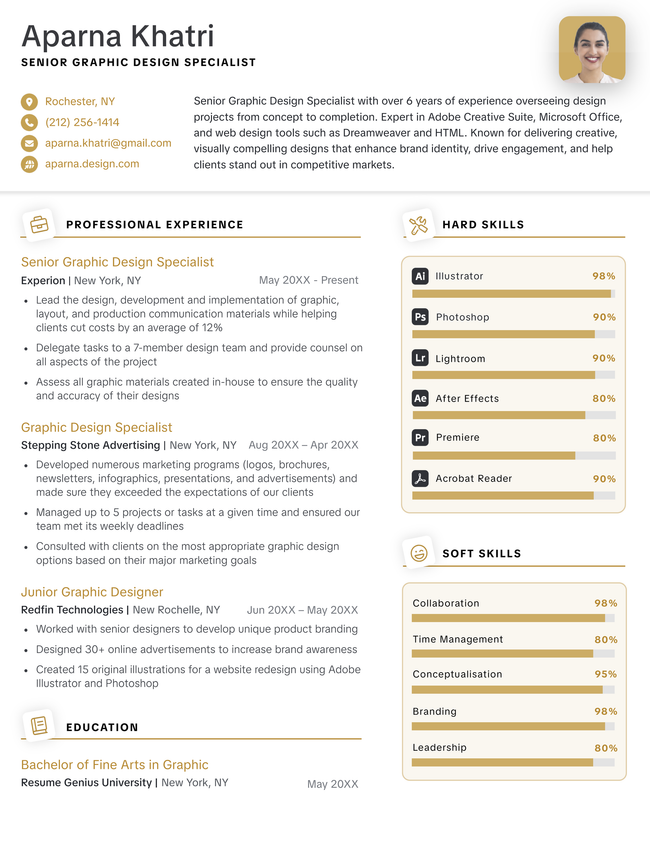 Mockup infographic resume template in yellow
