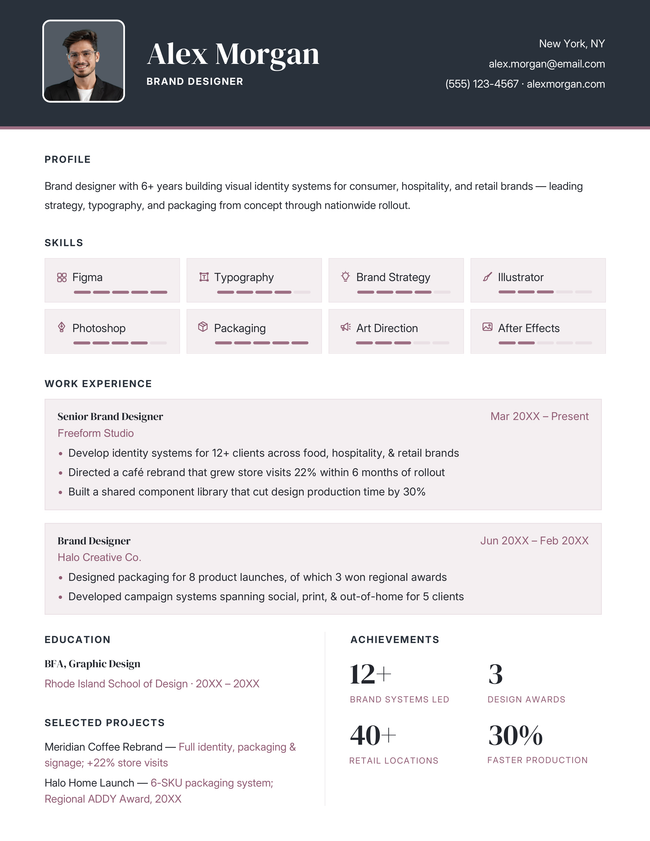 Monogram infographic resume template in black