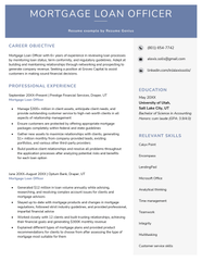 Mortgage Loan Officer Resume Example Template