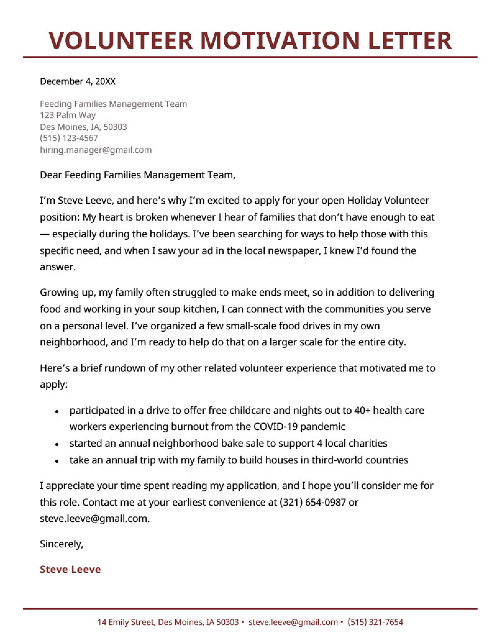 Motivation letter deals for internship