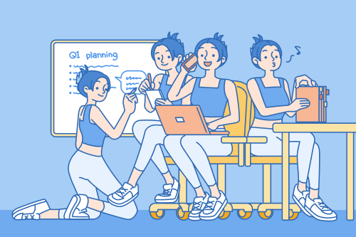 A person multitasking to complete several different assignments at the same time.