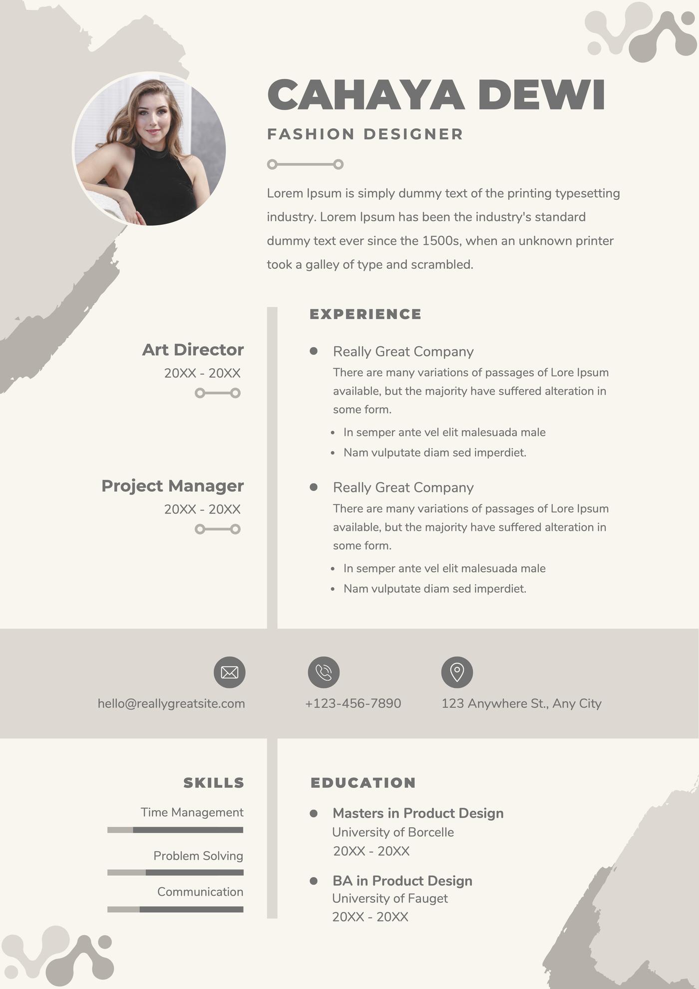 An infographic resume template with muted colors.