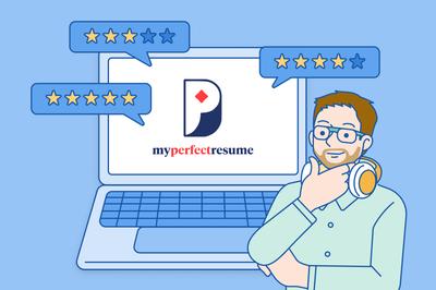 A person reading reviews of MyPerfectResume.