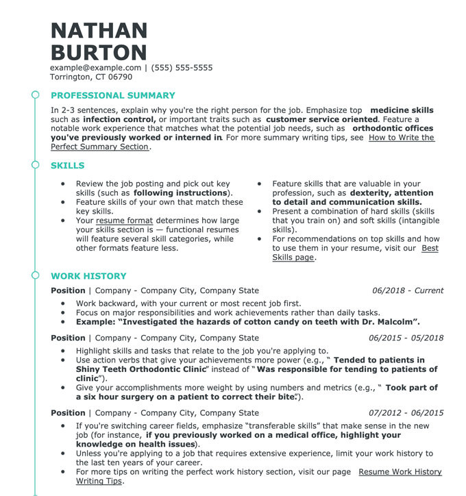 A resume template from the basic category on MyPerfectResume's website