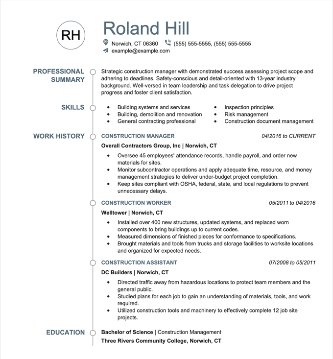 A resume template from the Creative category on MyPerfectResume's website