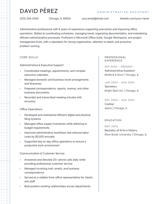 Neat resume template in blue