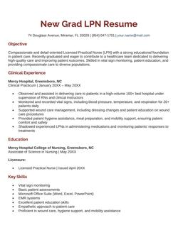 An example of a recent graduate LPN resume
