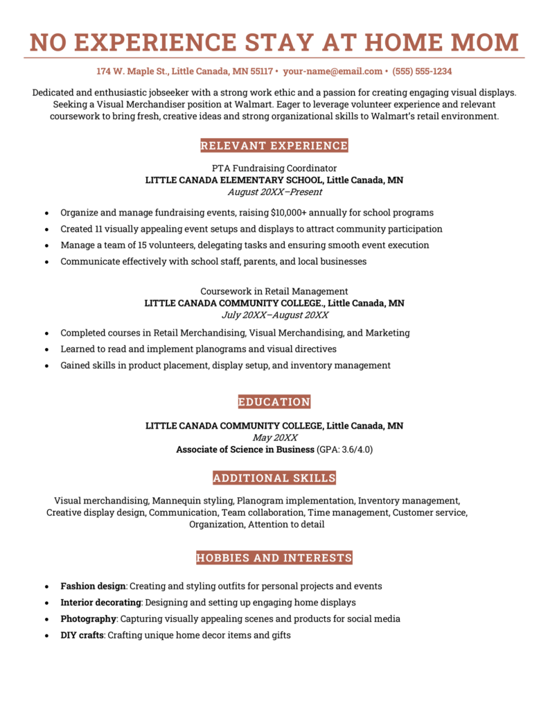 3 Stay at Home Mom Resume Examples - No Experience Stay At Home Parent Resume Example 791x1024 