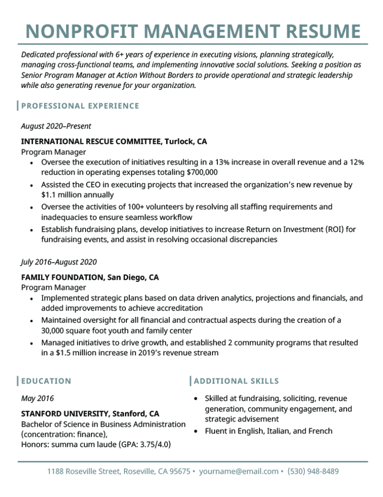 resume samples for experienced non it professionals