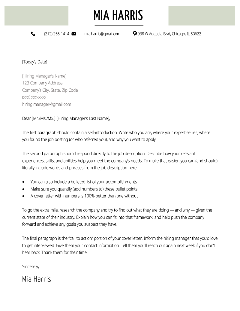 An example of the notre dame cover letter template for word