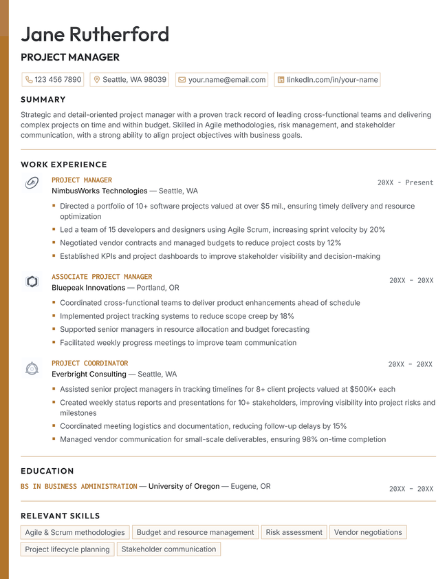 The Nova resume template in yellow.