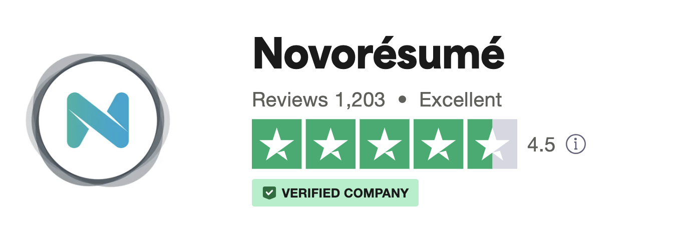 Picture of the Novorésumé review ratings bar from Trustpilot.