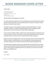 A nurse manager cover letter using a blue template.