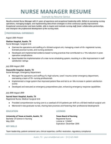 An example resume for a nurse manager.
