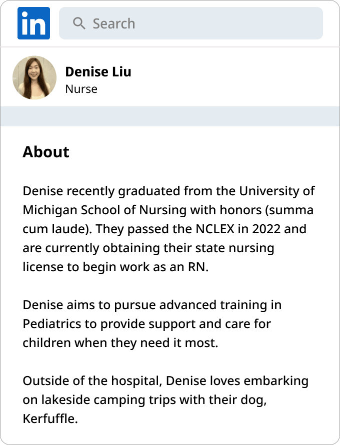 short bio for nursing students