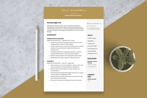 One page resume image, template for a 1 page resume