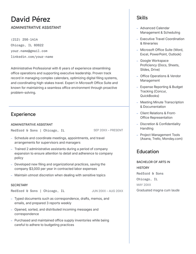 The Open minimalist resume template in blue.