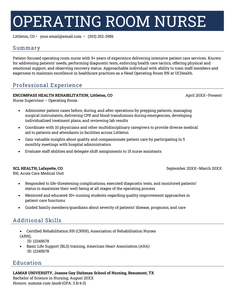 job description nurse resume
