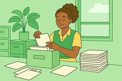 A person organizing documents.