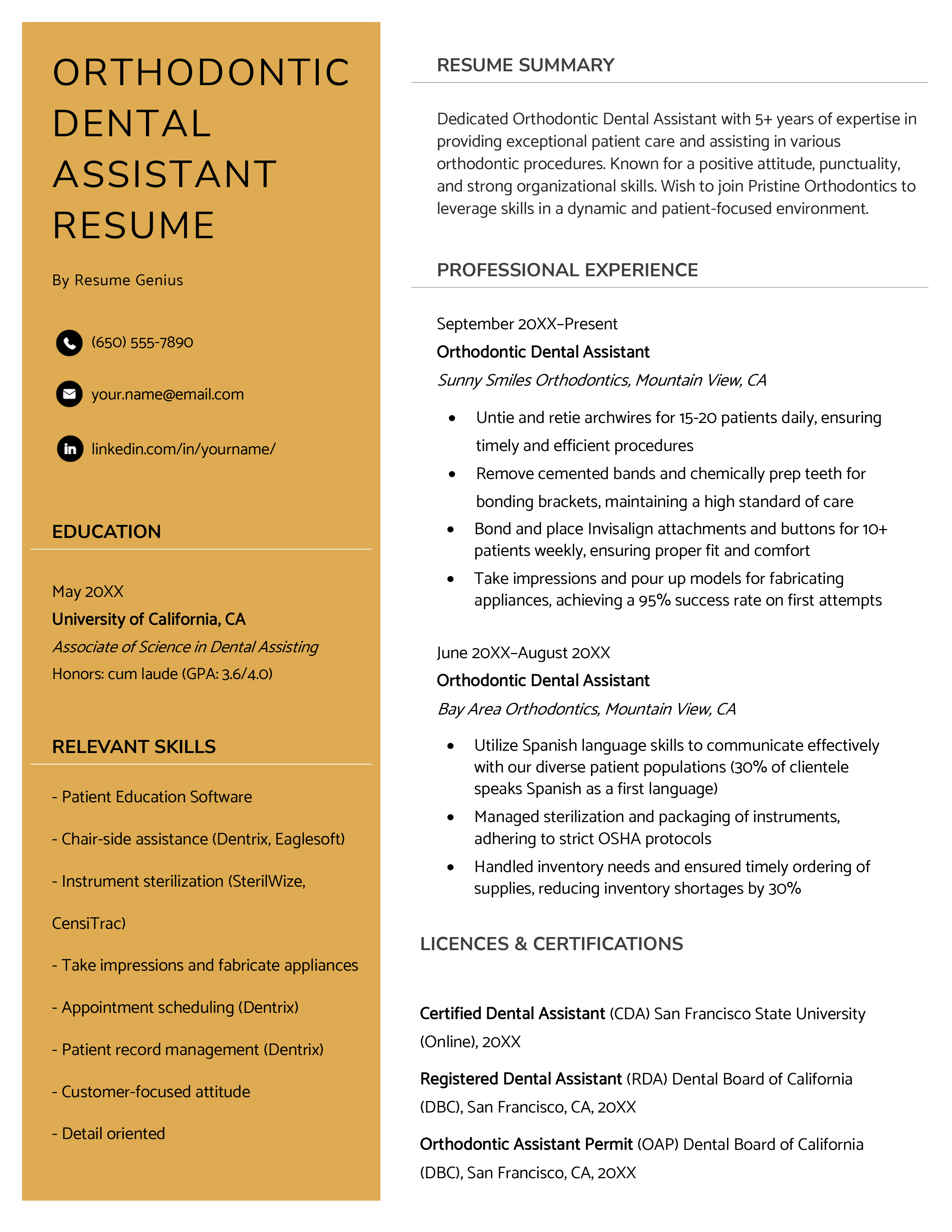 Dental Assistant Resume Samples 5 Writing Tips Dental Assistant Resume Samples 5 Writing Tips