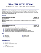 Entry-level paralegal resume example and template (internship experience)