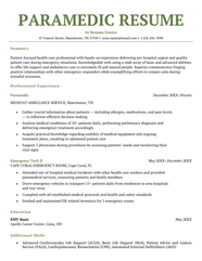 Paramedic Resume Example How To Write