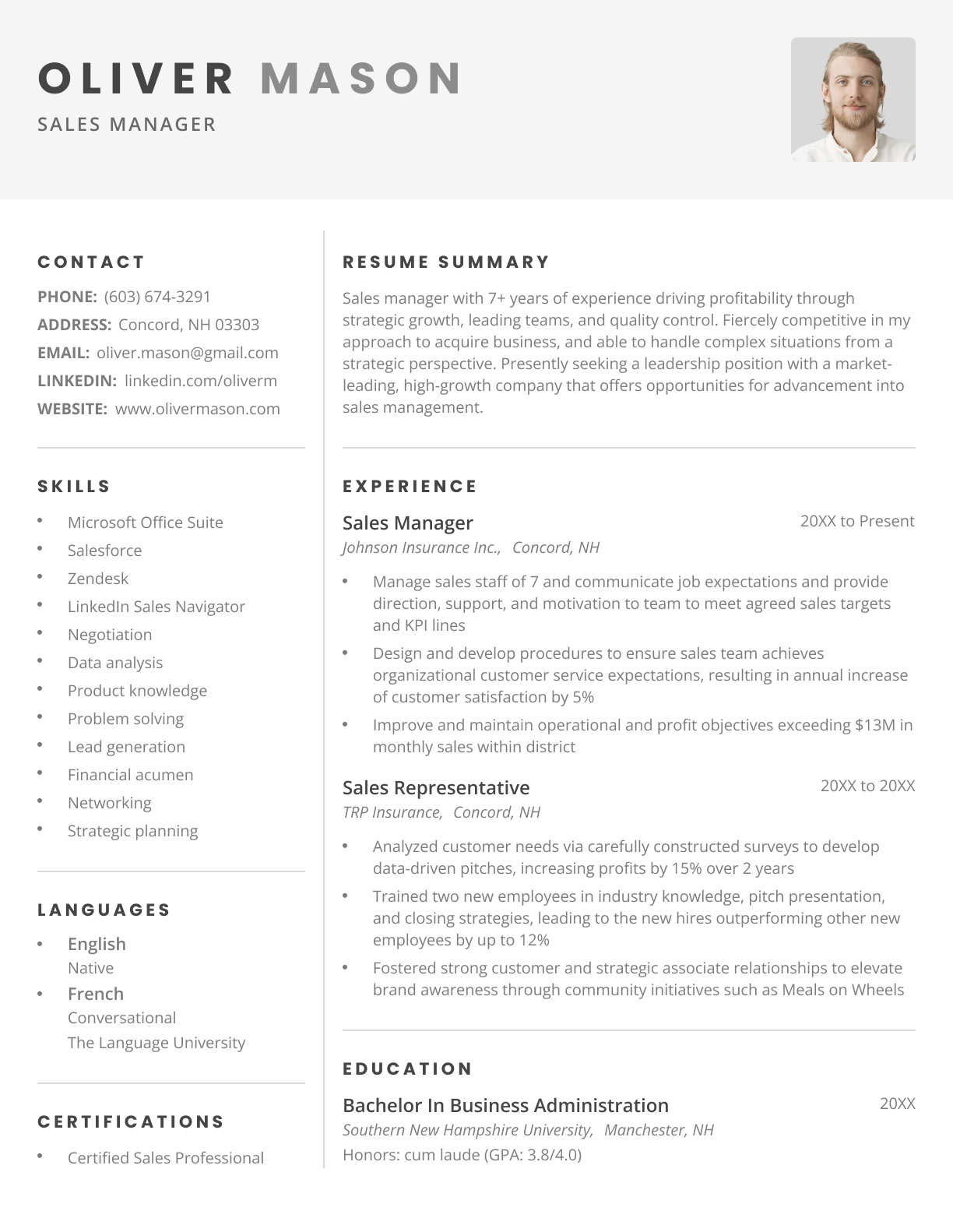 Paramount CV template in black