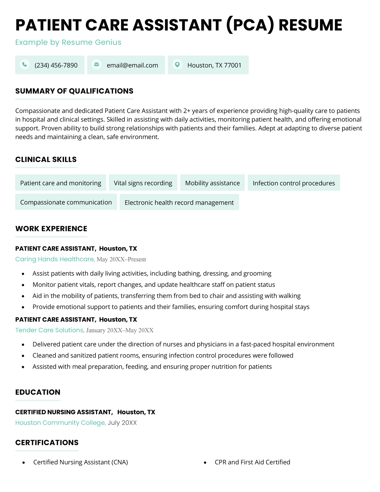 8 CNA Resume Examples [with Templates and Skills Data], image size:1600x2071