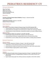 The first page of a pediatrics residency CV