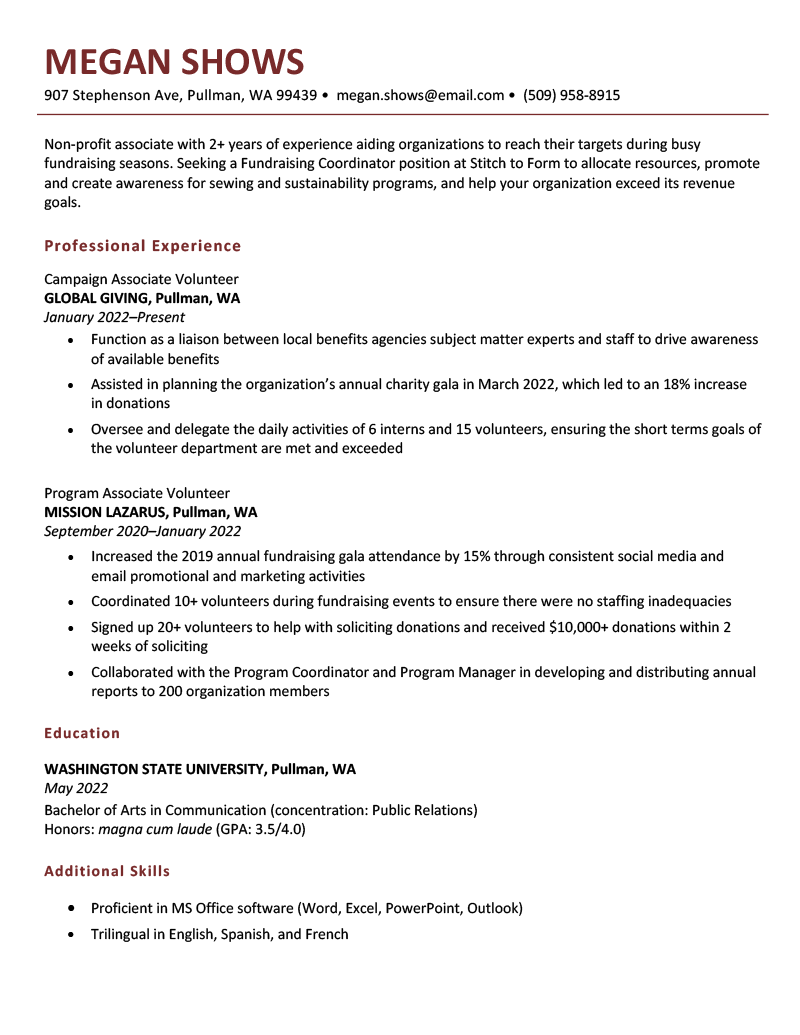 Perfect Resume Examples by Career - Perfect Entry Level Resume Example 