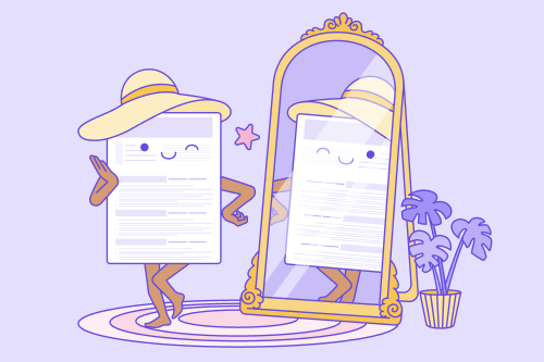A cartoon of a resume and two thumbs up to illustrate the perfect resume