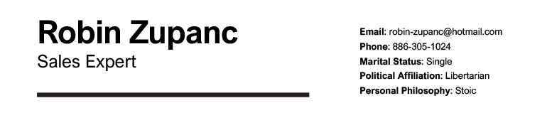 Example of a resume that makes a mistake by including sensitive personal information.