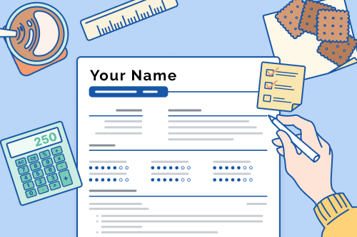 Someone in the process of filling out their resume