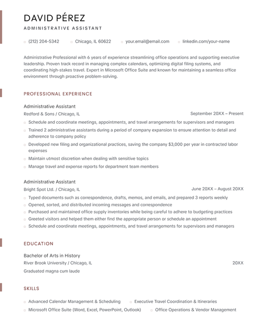 The Plain minimalist resume template in brown.