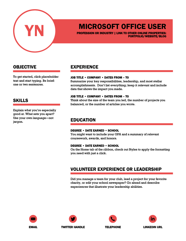 The Polished resume template made for Microsoft Word