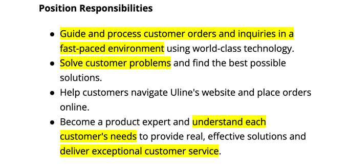 example of a job position's responsibilities
