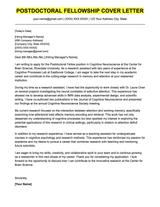 An example cover letter for a postdoctoral fellowship.