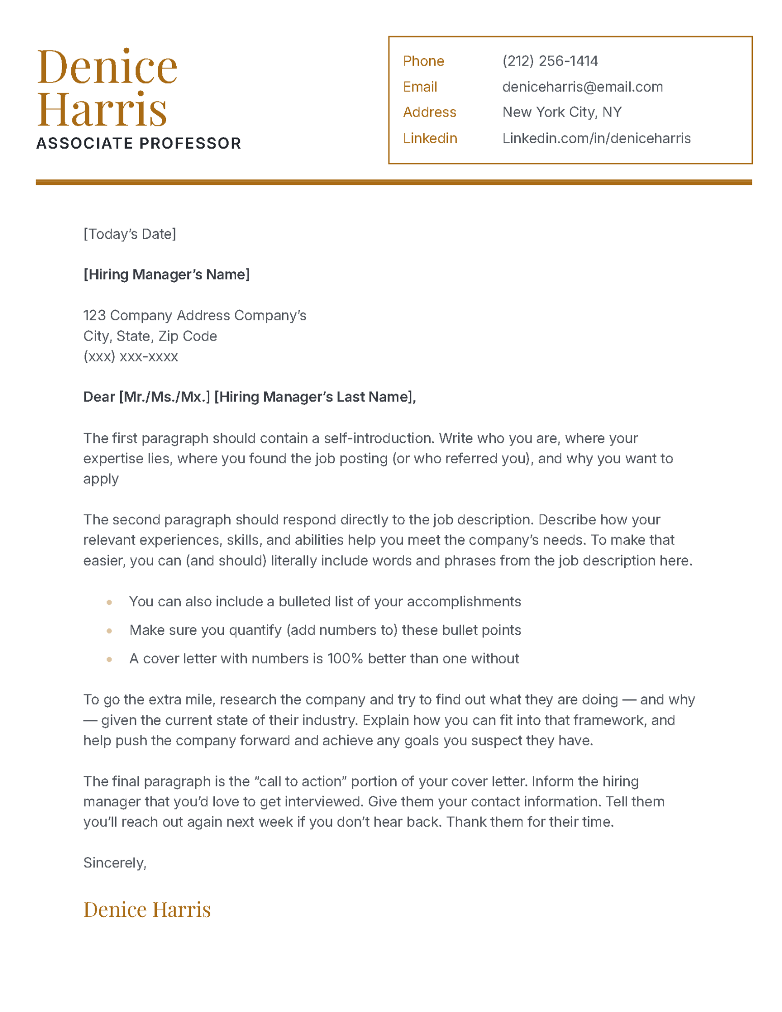 Pro CV cover letter template, orange color