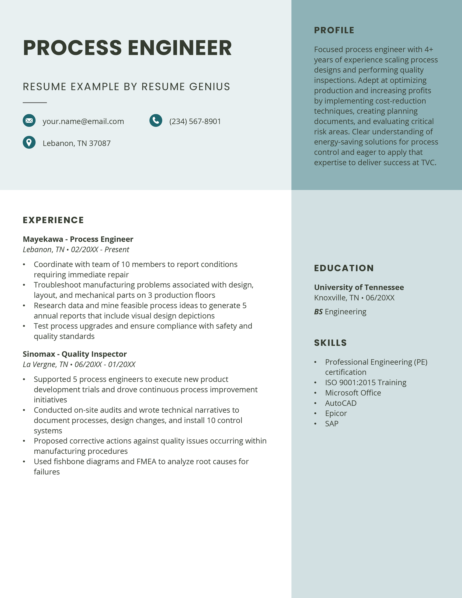 Process Engineer Accomplishment Statement Examples Process Engineer Resume Samples & Writing Guide