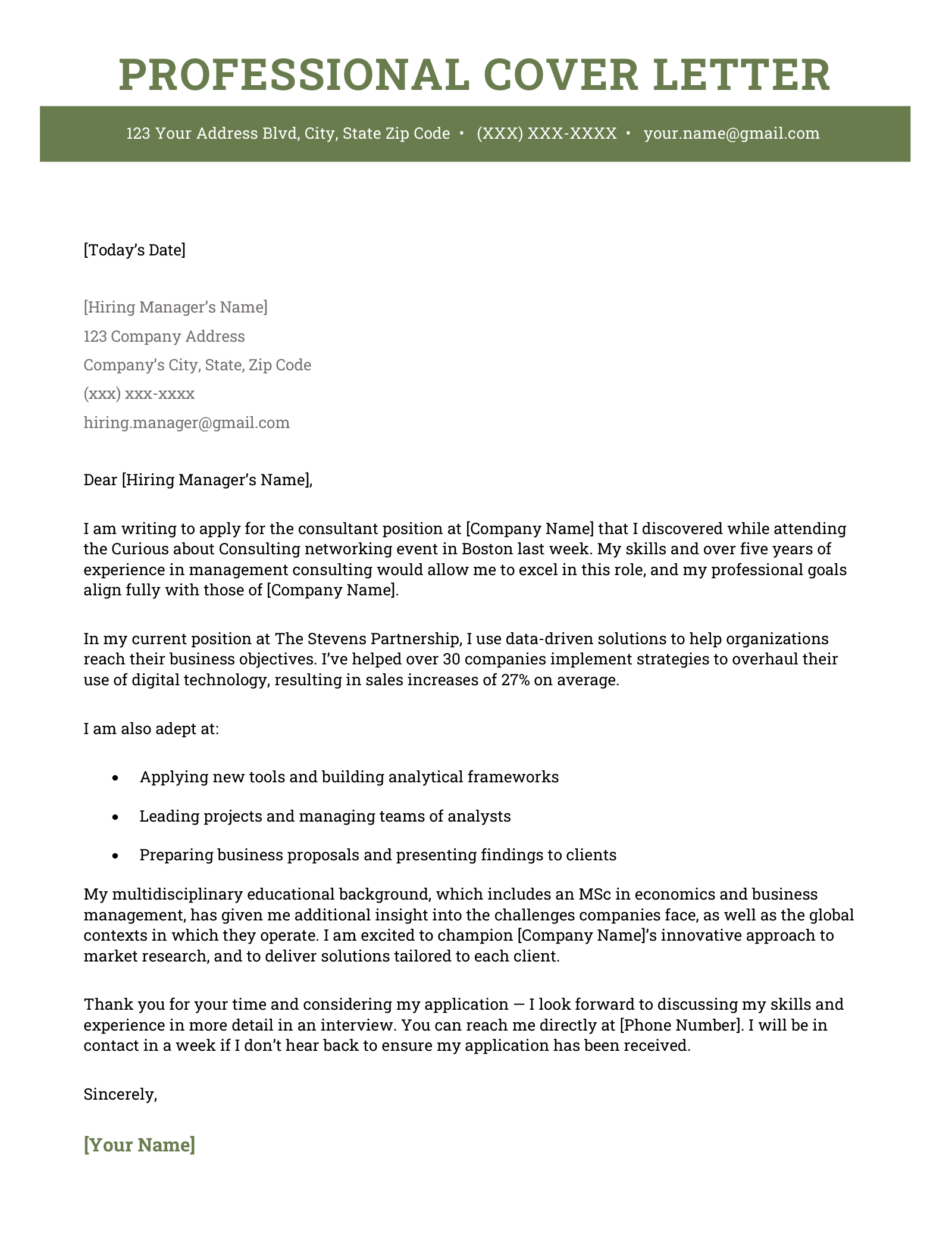 Proper Layout For A Cover Letter - Infoupdate.org