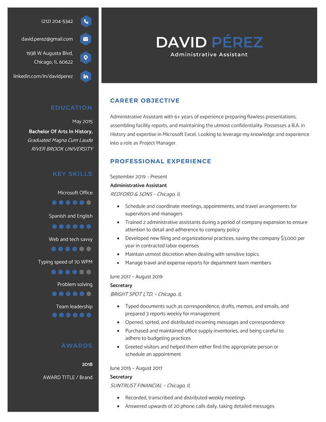 Everest resume template in blue