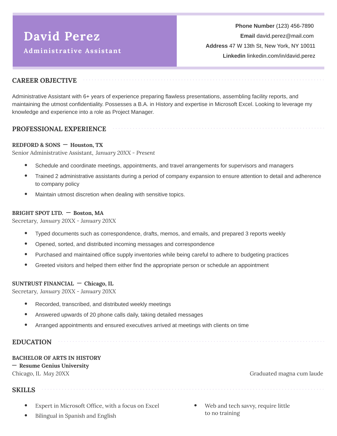 New Professional Resume Template, Violet
