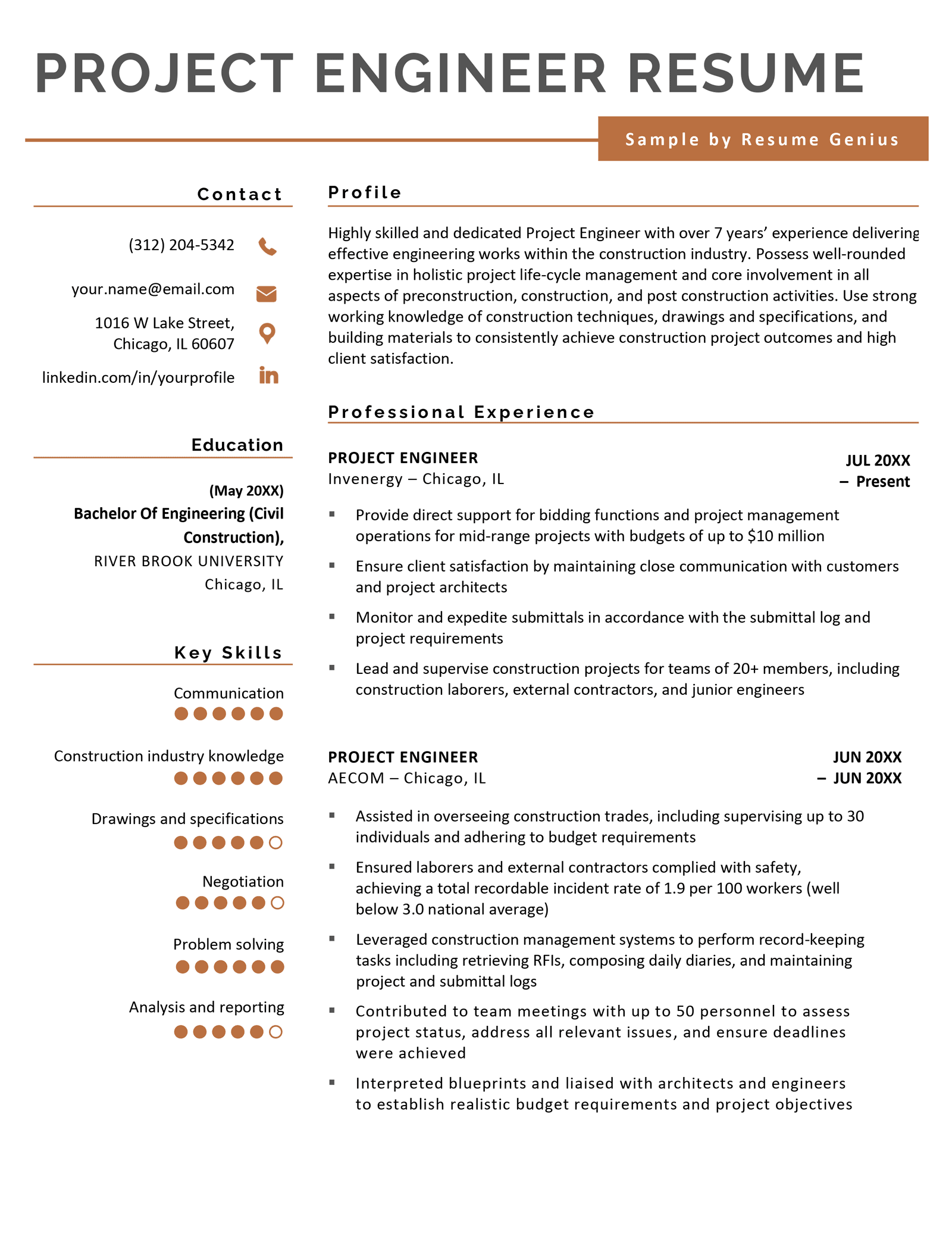 Project engineer resume example 23 skills to list