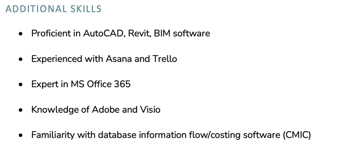 Example of project management technical skills