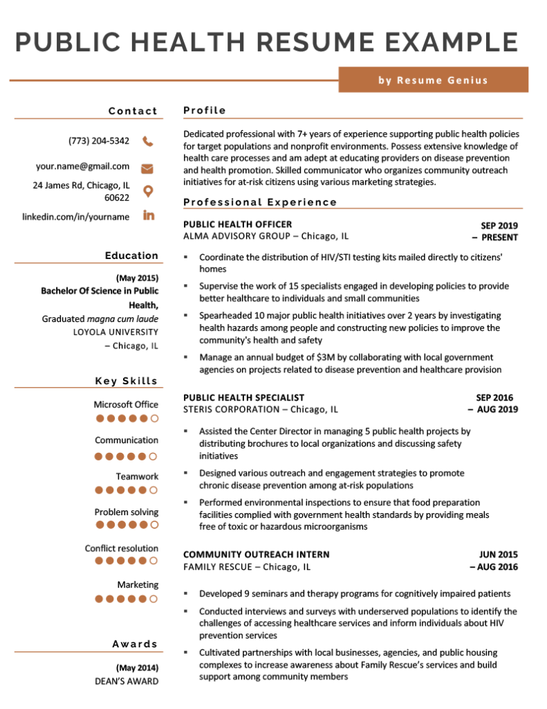 resume summary for entry level health care