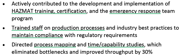 quality engineer skills example words with a green underline
