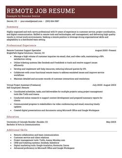 A resume example for a remote job.