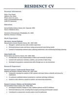 The first page of an internal medicine residency CV.